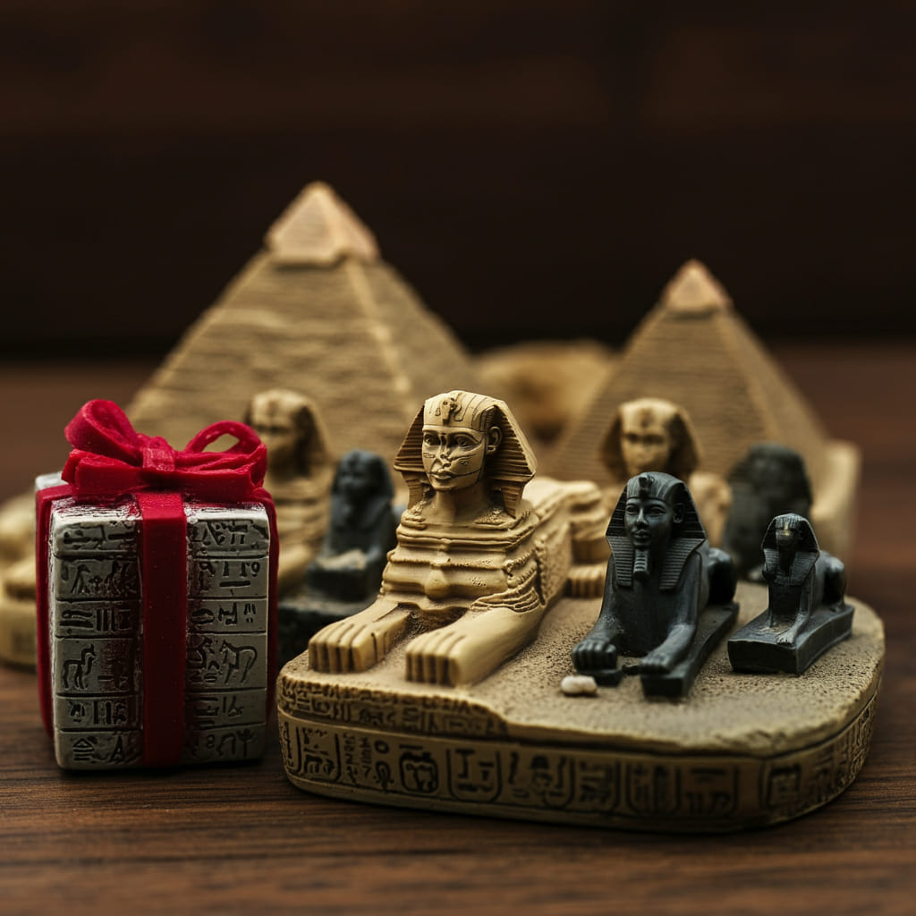 Miniature Pyramids and Sphinx Statues