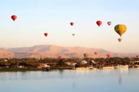 A hot air balloon ride above Luxor, Egypt