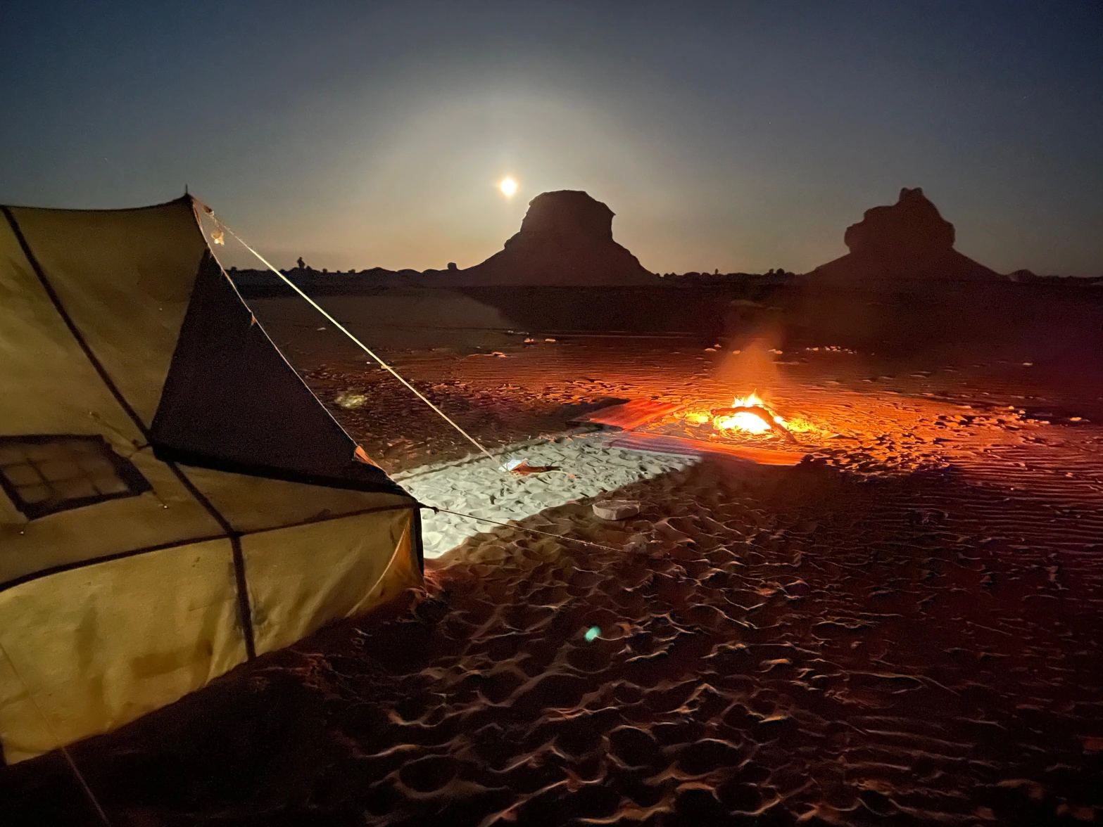 white desert camping